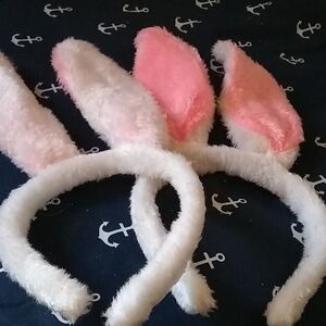 3 For $20 Fluffy Pink and White Bunny Ear Headband